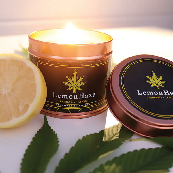 Cannacandles cannabis candle with lemon haze scent