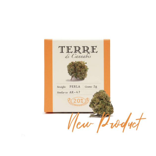 Packaging of Hemp Cannabis Flowers Terre Di Cannabis Perla with 20% CBD - product shot front
