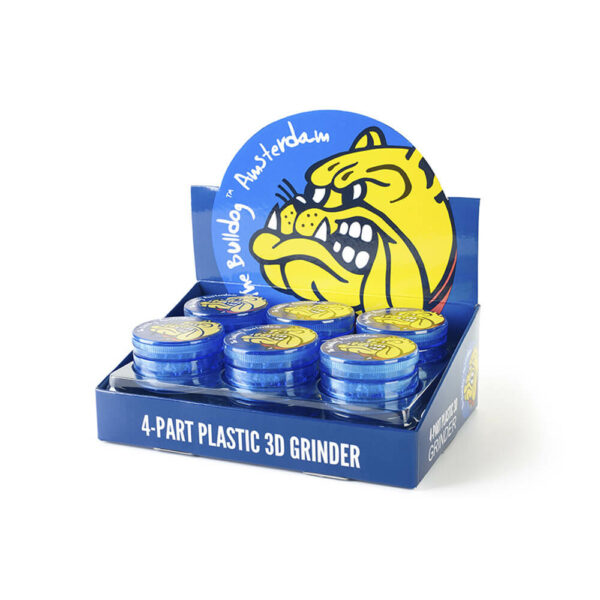 The Bulldog Amsterdam Grinder 60mm 4 Parts 12 pieces display for online wholesale and retail.