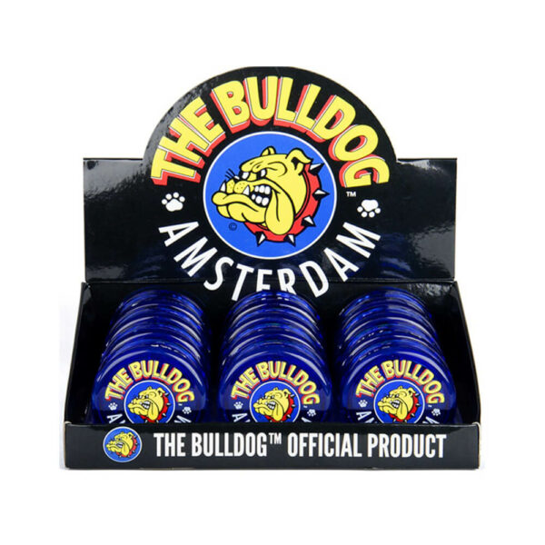 The Bulldog Amsterdam Grinder 60mm 3 Parts in various colours 12 pcs display for wholesale and retail.